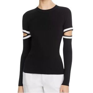 Alice + Olivia Jazi Cut Out Sleeve Sweater Black XS